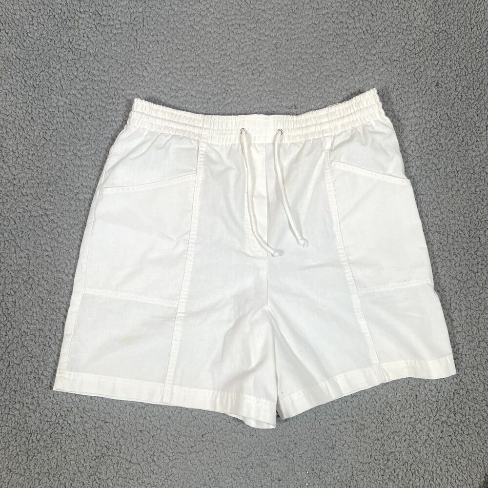 Vintage 90s Simply Basics Women's Shorts White Cotton Draw String Medium